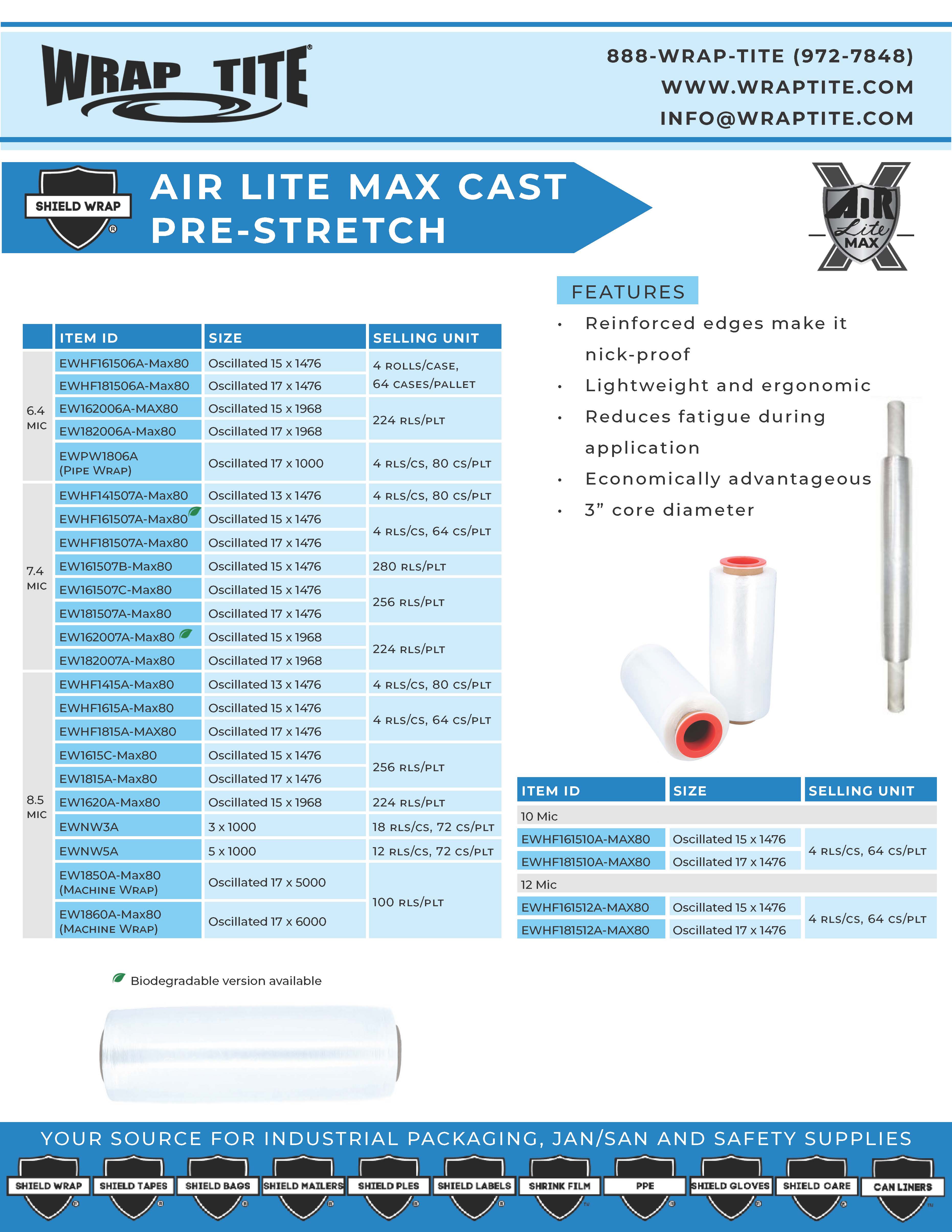 Air Lite Max Cast Pre-Stretch Sales Sheet