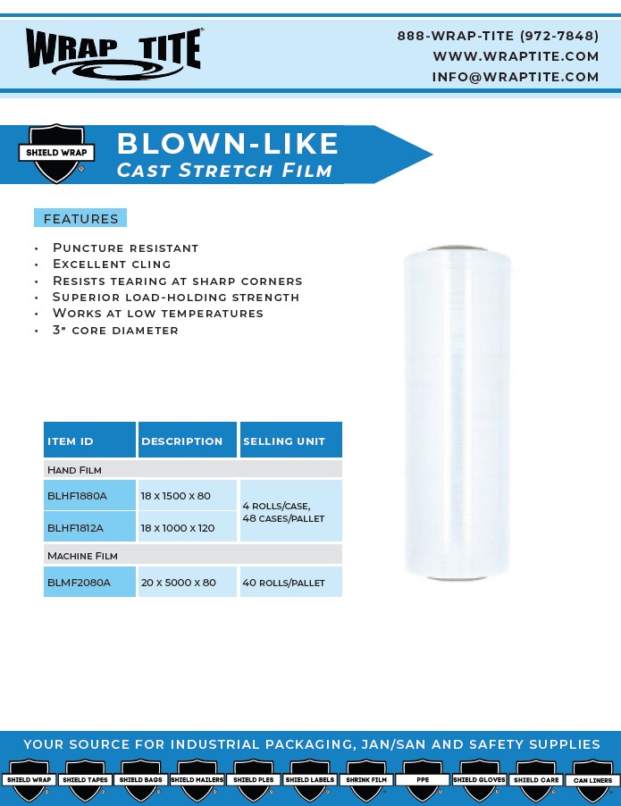 Blown Like Stretch Film Sales Sheet