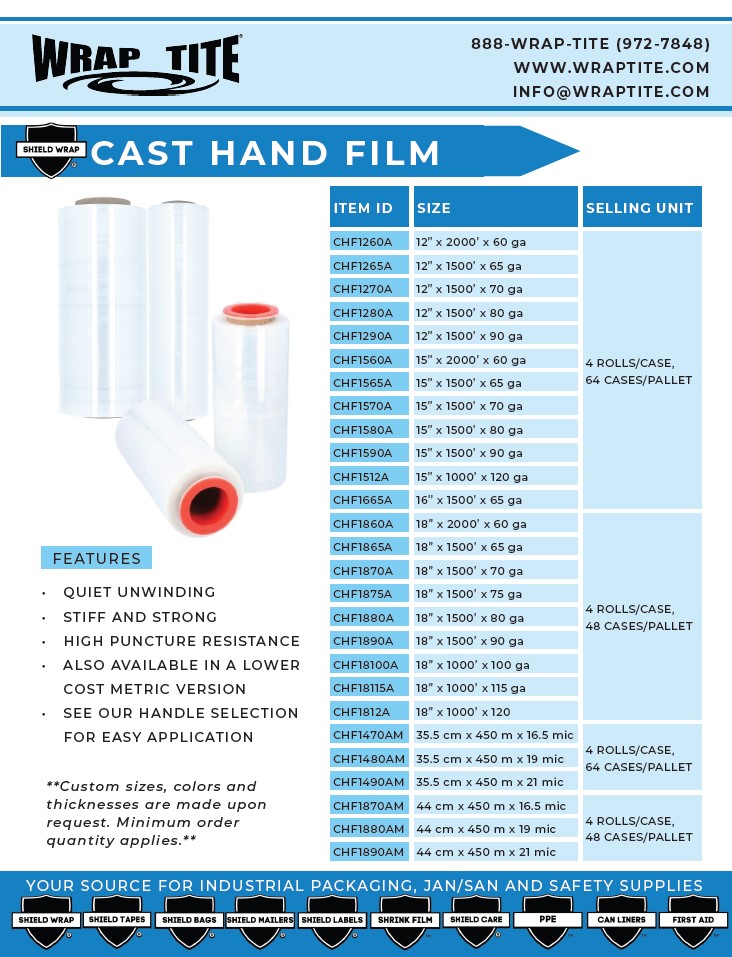 Cast Hand Films Sales Sheet