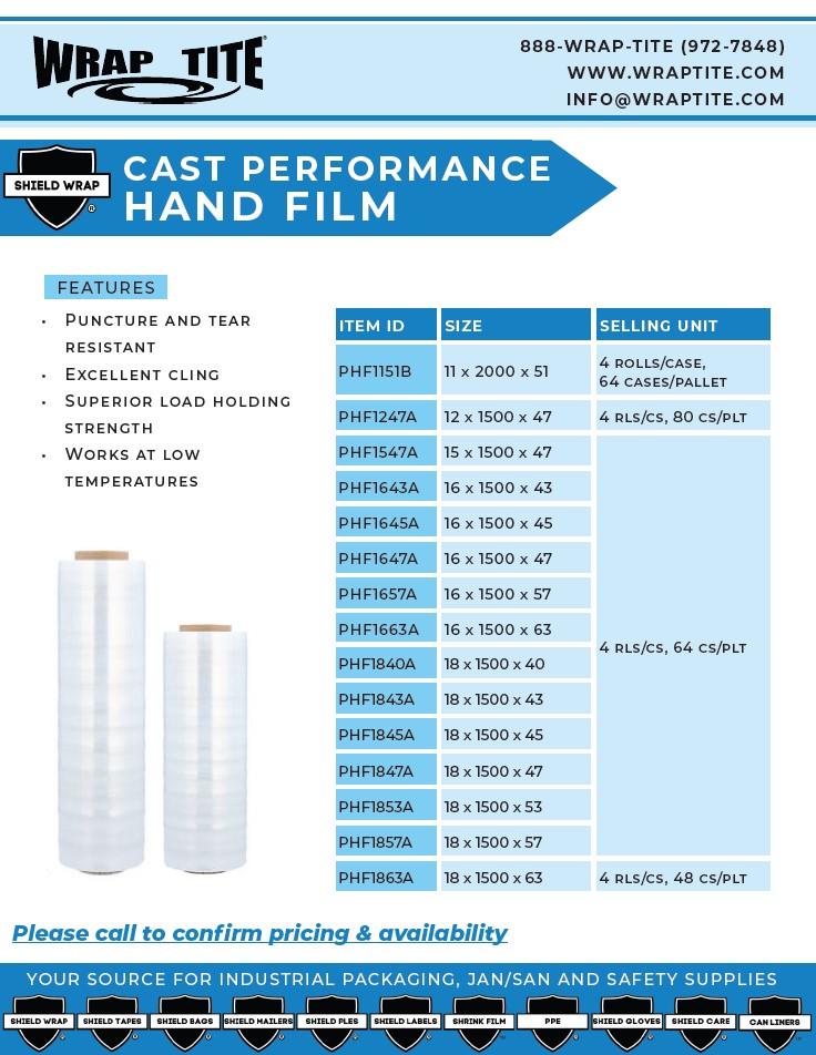 Cast Performance Hand Film Sales Sheet
