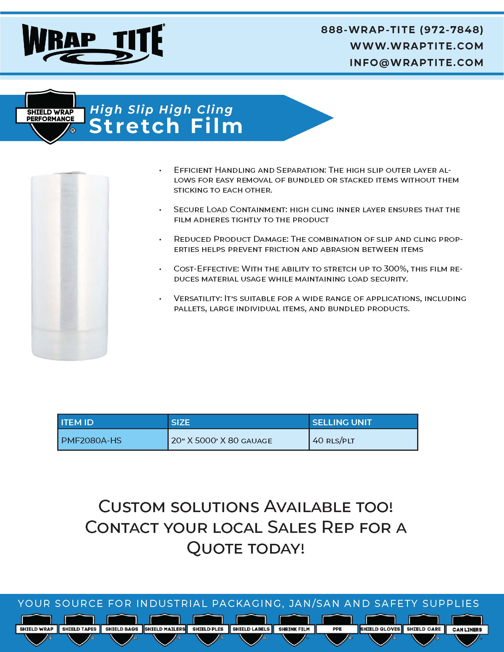 High Slip High Cling Stretch Film