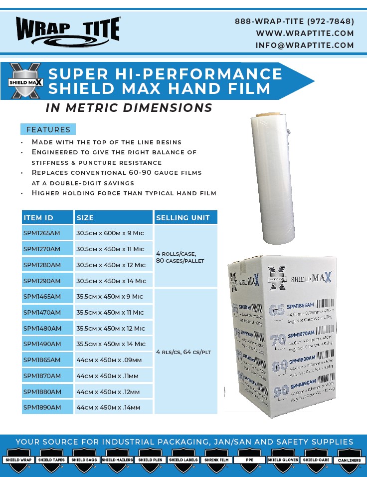 Shield Max Super Performance Hand Film Sales Sheet