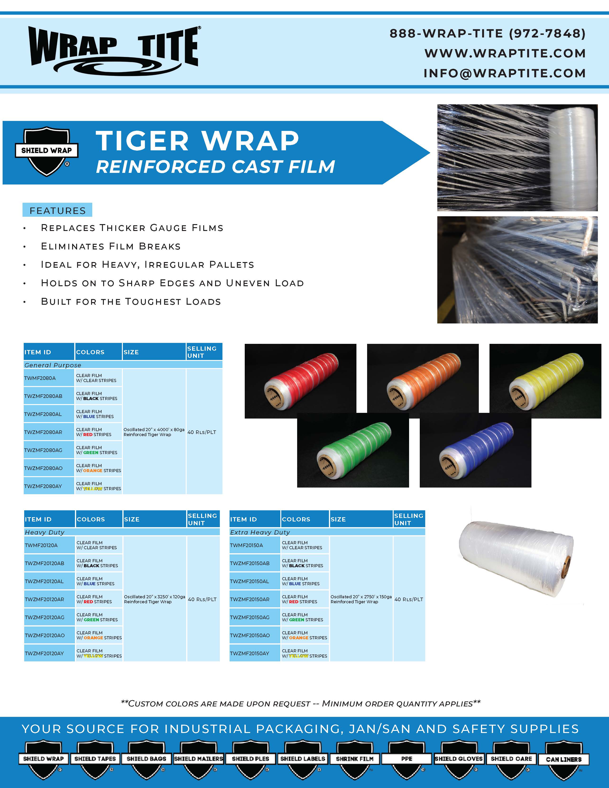 Tiger Wrap Sales Sheet